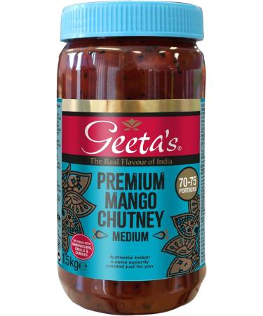 Geeta's Smooth Premium Mango Chutney 1.5kg |Authentic Mango Chutney |Smooth Flavour |Natural Chutney | Vegetarian Gluten Free Kosher Certified Vegan Chutney| Sold by Essential Products