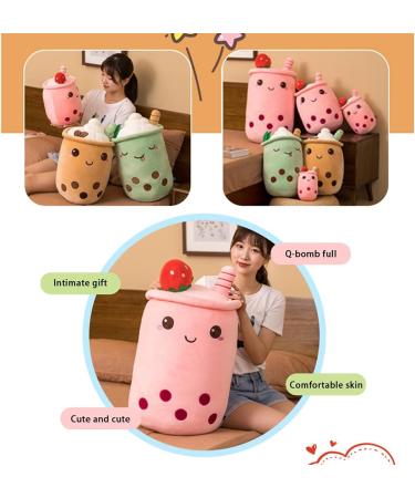Hpory Bubble Tea Plush Pillow - Cute Boba Milk Tea Cup Toy for Kids - Pink 23cm - Buy Online on SooperMarket.com