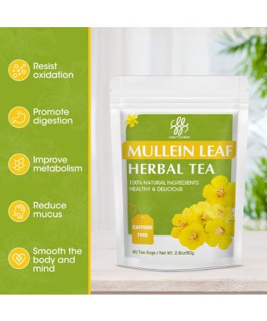 Mullein Leaf Tea - Respiratory and Lung Cleanse Herbal Tea | 40 Tea Bags, Caffeine-Free - Buy Online on SooperMarket.com