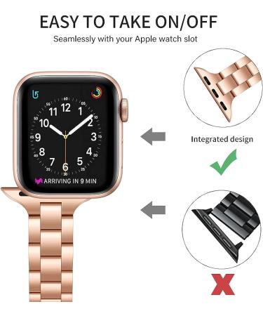 OMIU Thin Band Compatible with Apple Watch - Premium Stainless Steel Metal Replacement Wristband for iWatch 38mm/40mm/41mm - Rose Gold - Adjustable Strap for Women and Men - Buy Online on SooperMarket.com