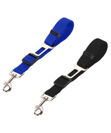 Ggisui 2pcs dog seat belt adjustable dog safety belt 42-70cm autogurt dogs travel accessories for all dog breeds cats car types black blu