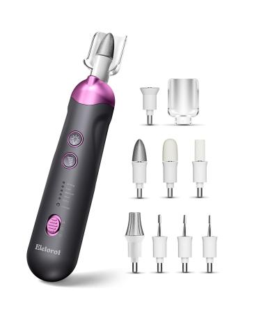 Gifts for Women Men: Eletorot Manicure and Pedicure Set for Feet Cordless Electric Nail Files Rechargeable Nail Drill with 8 Attachments LED Light Electric Toenail File for Thick Nails Gray