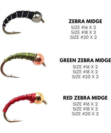 The Fly Crate Zebra Midge Nymph Assortment - 18 Trout Fly Fishing Varieties - Buy Online on SooperMarket.com