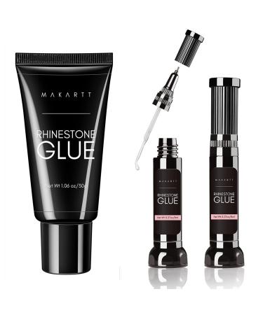 Makartt 2pcs Nail Rhinestone Glue Gel with Nail Rhinestone Glue Gel Bundle,Nail Rhinestone Glue Gel with Brush& Pen tip, Super Strong Gem Glue Gel 1.06oz for Nail Glitter Jewels Crystals