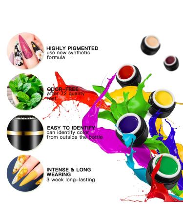 MEET ACROSS 12 Colors Painting Gel Nail Polish Kit with Drawing Brush Pen | Soak Off UV LED Gel Set for Nail Art Design - Buy Online on SooperMarket.com