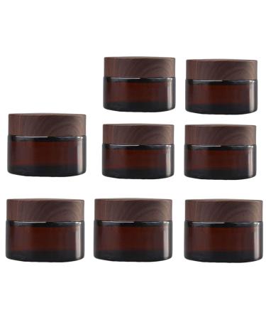 Tuakimce 8 pieces 20ml 30ml glass cream can empty empty cans clear crucible empty cans empty fuel-fillable container glass container with lid and liner for lotion cream cosmetics 8 pieces-20ml/30ml amber wooden grain cover bottle