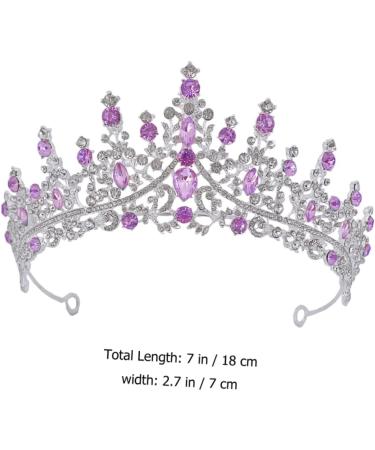 Purple Crystal Crown Tiara for Bridal Women Tiara Bridal Headpieces for Party Wedding Bridal Headband Bride Headdress Bridal Tiara Shiny Headband Wedding Bridal Hair Decor Tiaras 18X18CM Silver - Buy Online on SooperMarket.com