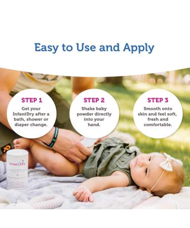 Infant Dry All Natural Baby Powder (7.5oz) | Gentle Formula Talc Free | All Natural and Unscented Dusting Powder for Sensitive Baby Skin - Buy Online on SooperMarket.com