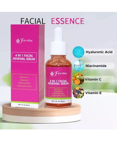 4 in 1 Facial Renewal Serum - Vitamin C E Hyaluronic Acid & Niacinamide | Ultra Regenerating Treatment for Radiant Skin - Buy Online on SooperMarket.com