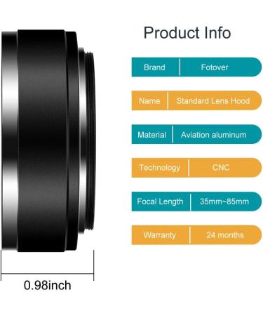 52mm Metal Standard Lens Hood Sunshade + Lens Cap for Canon Nikon Sony - Includes Cleaning Cloth - Buy Online on SooperMarket.com