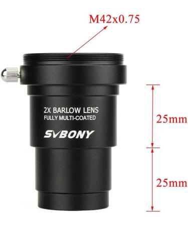 SVBONY 2X 1.25 Metal Barlow Lens with M42x0.75 Camera Connect Interface - Telescope Accessory for Astrophotography - Buy Online on SooperMarket.com