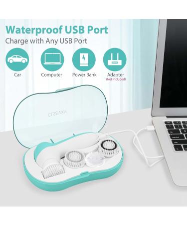 Rechargeable Facial Cleansing Spin Brush Set - 4 Exfoliating Brush Heads | Waterproof Face Spa System by CLSEVXY - Gentle Exfoliation & Deep Scrubbing - Buy Online on SooperMarket.com