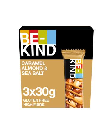 BE-KIND Caramel Cereal Bar Gluten Free Snack Caramel Almond & Sea Salt 3 x 30 g Caramel Almond 30 g (pack of 3)