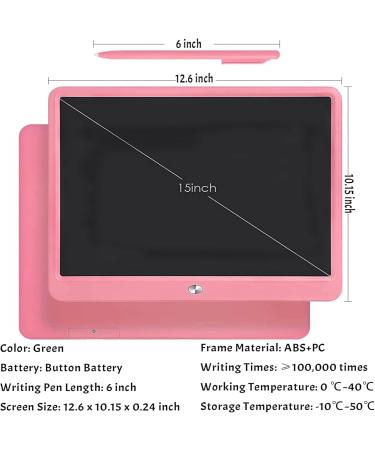 DEECAM 15-Inch Pink LCD Writing Board for Kids | Reusable Educational Tablet with Locking Function | Perfect Gifts for Boys & Girls - Buy Online on SooperMarket.com
