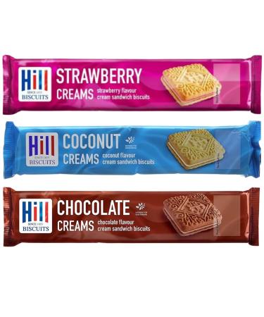 Cream Biscuit Bundle With Hill Strawberry Creams 150g Chocolate Creams 150g and Coconut Creams 150g (3 Pack)