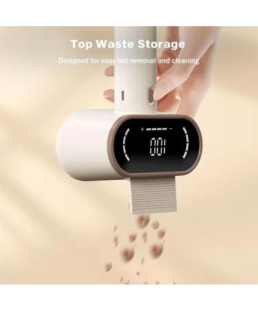 Rechargeable Lint Shaver - Dual Motor Fabric Defuzzer with 12-Leaf Blades Digital Display & 4 Speeds for Clothes & Sofas (Cream - Buy Online on SooperMarket.com