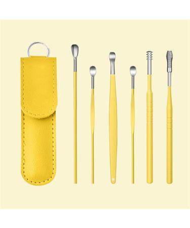 HEIMEABI Spring Earwax Cleaner Tool Set | 6Pcs 360 Spiral Design | Ear Wax Removal Kit with Storage Bag | Self Care Gifts - Yellow One Size - Buy Online on SooperMarket.com