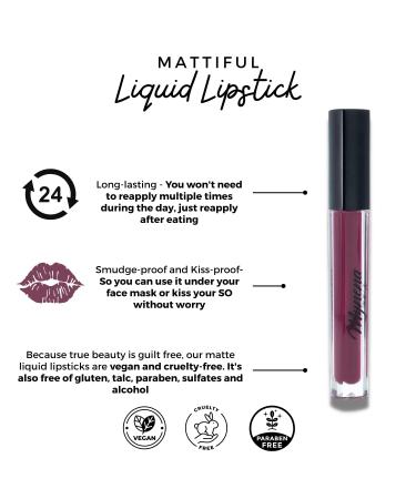 Mynena Berry Red Lip Tint Stain Matte Liquid Lipstick | Long-Lasting, Waterproof, Lightweight Formula - Talc-Free, Mica-Free, Gluten-Free, Paraben-Free | Lisy - Buy Online on SooperMarket.com