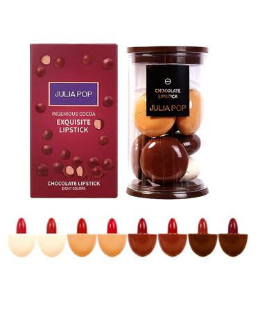 Chocolate Lipstick Set Capsule Pills Lipstick 8 Colors Cute Waterproof Stay on Matte Mate Lipstick Mini Capsules Velvet Lipstick Set  Mini Pill Lipstick for Women