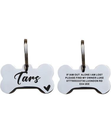 Personalised Dog Tags for Pets Engraved UK Dog Tag ID Tags for Dog Double-Sided Engraved Stainless Steel Dog Tag ID Name Tag for Cat Puppy Pet Collar Dog Name Tags(Silver Bone S) Silver Bone S - Buy Online on SooperMarket.com