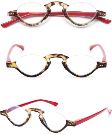 Koosufa Anti Blue Light Reading Glasses for Men & Women | Fashion Semicircular Floral Filter | Anti-Fatigue Visual Aid | Strengths 1.0 to 3.5 - Buy Online on SooperMarket.com