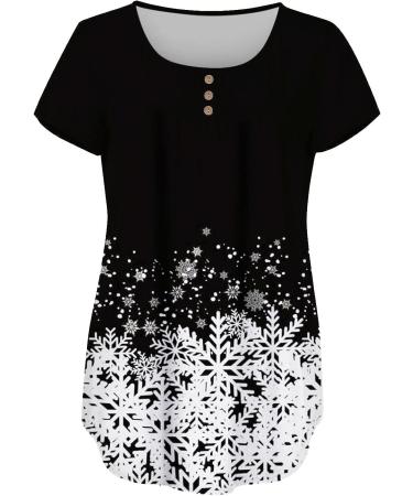 Womens Tunic Tops 2023 | Trendy Short Sleeve Button Down Shirt | Black-3 Medium - Buy Online on SooperMarket.com