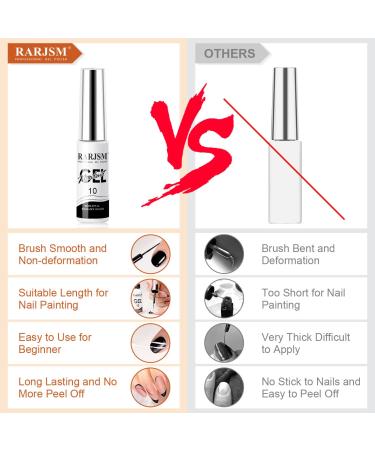 Nail Art Gel Liner Set - Black & White Design Polish Paint - 2Pcs 8ml Soak Off Curing Gel Polish with Thin Brush - DIY Home Salon French Manicure - Buy Online on SooperMarket.com