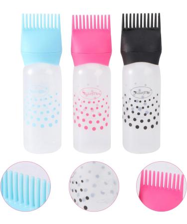 SOLUSTRE Hair Applicator Bottle 3pcs Root Comb Applicator Bottle Hair Color Applicator Bottle Squeezable Hair Oil Bottle Brush for Home Salon Hair Dye (Black Rosy and Blue) Hair Oils As Shown - Buy Online on SooperMarket.com