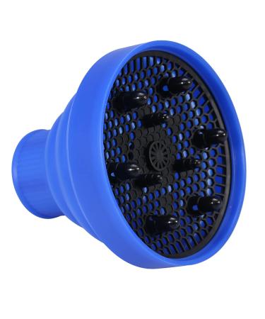 Hair Blower Diffuser Hairdryer Cover Styling Foldable Folding Collapsible Silicone Hairdressing Tool Attachment for Natural Wavy Fine Thick Hair for Home Barbershop Hairdressing Salon(Blue)