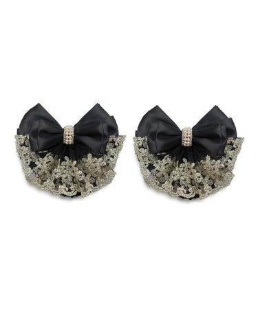 2Pcs Professional Hair Bun Cover Net Snood with Lace Pearl Decoration - Black Hair Accessories for Women Nurses and Stewardesses - Buy Online on SooperMarket.com
