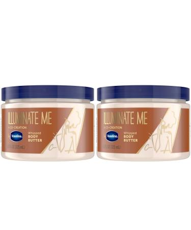 Vaseline Illuminate Me Body Butter - Radiant Whipped Body Butter Moisturizing Body Butter for Melanin-Rich Skin Whipped Shea Butter for Skin with 24-Hour Moisture 11 Oz Ea (Pack of 2)