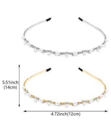 2 Pcs Pearl Rhinestone Headbands - Bridal Hair Hoop for Elegant Women and Girls - Buy Online on SooperMarket.com