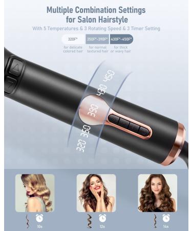 TOSAGE Auto Hair Curler - Ceramic Rotating Curler Wand with Anti-Stuck Barrel, LCD Display & Dual Voltage - Black - Buy Online on SooperMarket.com