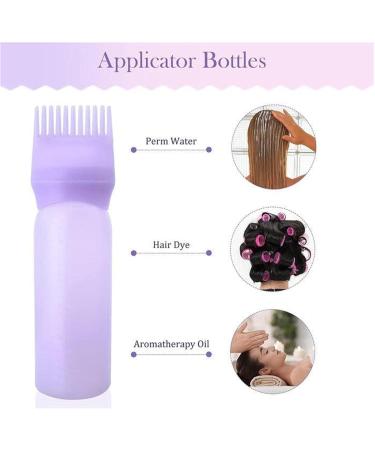 Hair Dye Brush Bottle Root Comb Applicator Bottle Hair Oil Bottle With Comb Hair Dye Bottle Applicator Comb With Graduated Scale For Home Salon Use White+Purple+Pink - Buy Online on SooperMarket.com