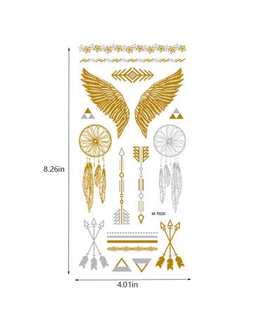 8 Sheets Gold Metallic Temporary Tattoos for Women - Shimmer Designs, Jewelry Fake Tattoo Stickers - Waterproof Body Makeup - Buy Online on SooperMarket.com