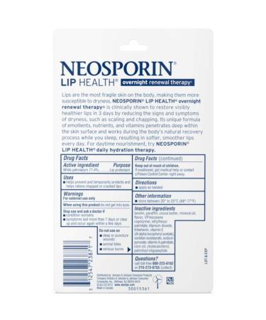 Neosporin Lip Health Overnight Renewal Therapy 0.27 oz - Pack of 12 | Moisturizing Relief for Dry Lips | International Shipping Available - Buy Online on SooperMarket.com