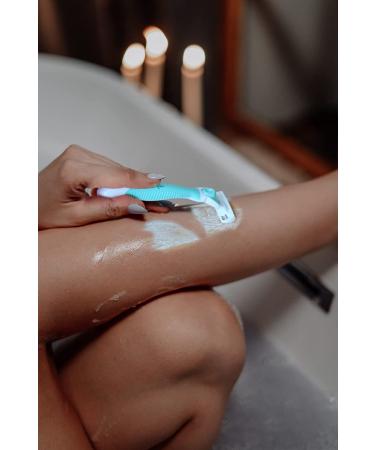 Velvety Skin Women's Razor 6 Blades - Moisturizing Strip - Comfortable Handle - Turquoise Satin - Buy Online on SooperMarket.com