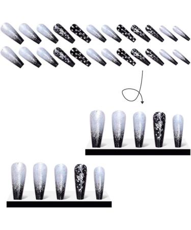 Lckiioy Black Gradient Applique Diamond False Nails Detachable Press on Nails Glitter Diamond Nails Nail Art - Buy Online on SooperMarket.com