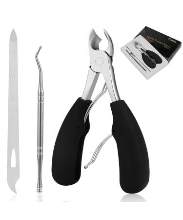 Podiatrist Toenail Clippers,YINYIN Professional Thick & Ingrown Toe Nail Clippers for Men & Seniors, Pedicure Clippers Toenail Cutters, Super Sharp Curved Blade Grooming Tool (Black)