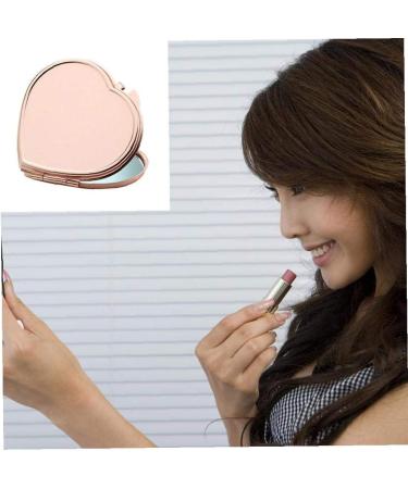 TOSSPER Compact Round Makeup Mirror - Folding Rose Gold Pocket Mirror for Travel & Camping - Heart-Shaped Style 2 - Buy Online on SooperMarket.com