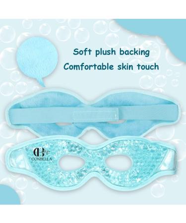 CONBELLA Gel Eye Mask with Eye Holes - Hot Cold Compress Pack for Eye Therapy | Cooling Mask for Puffy Eyes, Headaches, Migraines, Sinus, Dark Circles - Reusable Face Mask (6 Blue) - Buy Online on SooperMarket.com