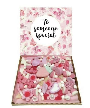 Pink To Someone Special Mothers Day Gift Present Pink Candy Pick N mix 300 g Sweet Box Box Hamper Selection box Present Show Someone You Care Nan Nanny Grandma Godmother Auntie Sister Wife Fianc