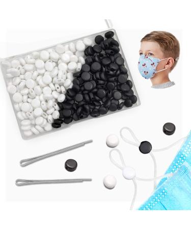 200pcs Elastic Cord Locks Toggles for Drawstrings Mask Adjuster Silicone Round Cord Stops Non-Slip Cord Stopper Adjustable Buckler for Mask suppliers (White 100pcs  Black 100pcs)