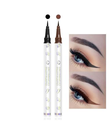 DekRion Black Eyeliner & Brown Eyeliner Set  Waterproof Liquid Eyeliner Quick Drying Long-lasting Eye Liners for Women Makeup Tool Easy To Use Eyeliner Liquid Set
