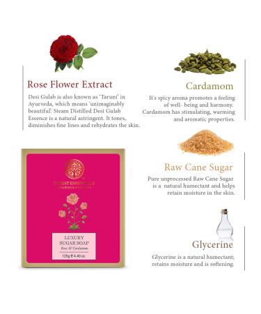 Buy Forest Essentials Luxury Sugar Soap - Rose & Cardamom | 125g | Premium Natural Skin Care - International Shipping Available - Buy Online on SooperMarket.com