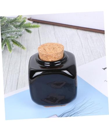 PLAFOPE Medicine Cup Liquid Powder Container Cork Jar Wooden Cap Ceramic Lid Clear Dappen Makeup Containers Art Small Travel Pill Container Practical Empty Bottle Nail Bamboo Accessories 7.50X5.50X5.50CM Black - Buy Online on SooperMarket.com