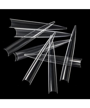 Vcedas 120PCS XXL Stiletto Half Cover Nail Tips - Clear Sharp Acrylic False Nails - Buy Online on SooperMarket.com