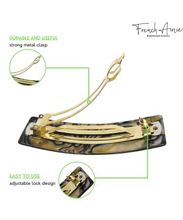 French Amie Onyx 1 Wide Celluloid Handmade Hair Clip Barrette - Elegant and Stylish - Buy Online on SooperMarket.com