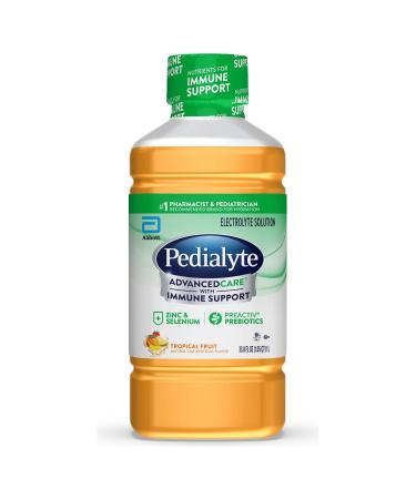 Pedialyte AdvancedCare Electrolyte Solution,1 Liter, with PreActiv Prebiotics, Hydration Drink, Tropical Fruit