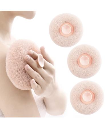 3Pcs Cute Suction Cup Scrub Artifact Massage Bath Ball Sponge Balls Shower Cleaning Brush Puff Nylon Body Cleaner Exfoliating Scrubbers Bath Ball Bathroom Supplies (Pink)